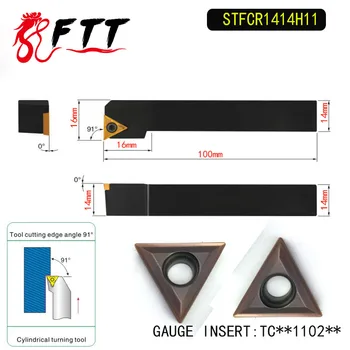 STFCR1414H11 91 Graus de Torneamento Externo porta-ferramentas Para TCMT110204 Utilizada no Torno CNC, Máquina de
