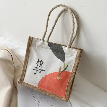 De lona sacos de Almoço Fresco e Doce de lazer, arte portátil Simples desenho animado Japonês Feminino saco bonito para as mulheres, caixa de Almoço bolsa