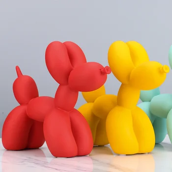 Balão Cão Estátua Matte Cor De Decoração Enfeites De Resina Cachorro Escultura Moderna Estilo Nórdico Sala De Estar Figuras De Animais