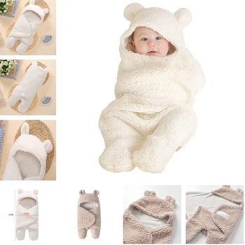 0-12M recém-nascidos Cobertor do Bebê Recém-nascido Swaddle Envoltório Macio de Inverno do Bebê roupa de Cama de Receber Cobertor, Saco de Dormir 1pc