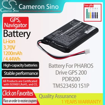 CameronSino Bateria de PHAROS Unidade GPS 200 PDR200 se encaixa PHAROS TM523450 1S1P GPS,Navegador bateria 1200mAh/4.44 Wh 3.70 V Li-ion