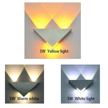 3W de Alumínio de Parede do DIODO emissor de Luz da Lâmpada de Fixação da Luminária Casa-Iluminação casa de Banho Triângulo Moderno