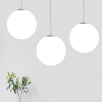 Moderno Branco Bola De Vidro Lustre Luzes Modernas, Simples Pendurado No Teto Luminária Industrial Decoração De Iluminação, Lustres Lâmpada