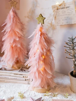 INS Estilo Mini Rosa Enfeites de Árvore de Natal de Malha de Fios de Árvore de Natal DIY Ano Novo de Presentes para as Meninas Decorações de Natal Decoração para uma Festa