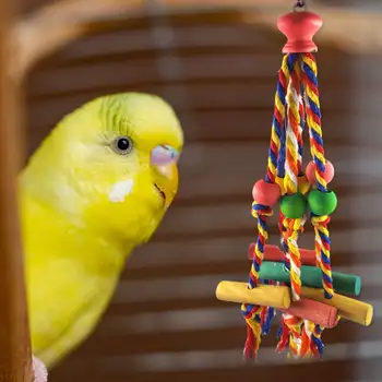 Pássaro Colorido Corda De Nó Pássaro De Brinquedo De Mastigar Mordida Gaiola Acessórios Pombos Plástico Papagaio De Brinquedo De Mastigar