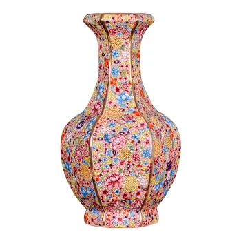 Vaso De Cerâmica Pastel De Antiguidades Milhões De Flores Chinês Domésticos Sala De Estar Arranjo De Flores Decorações Corredor Estudo Ornamentos