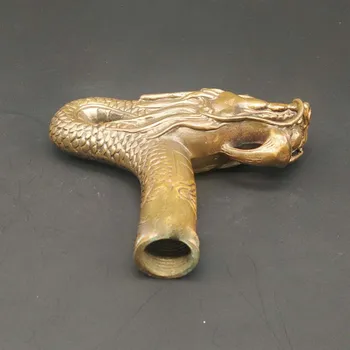 Cobre Puro Bronze Vovô Boa Sorte A China Antiga Trabalho De Escultura Em Bronze De Dragão Estátua De Cana-De-Cabeça Vara Curta