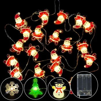 2M 20LED Papai Noel, Boneco de neve do DIODO emissor de Luz Cadeias de Árvore de Natal, Luzes de Fadas Guirlanda Para o Natal em Casa Pendurar Enfeites de Ano Novo 2023