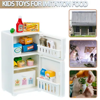 Miniatura Casa De Bonecas Retro Cozinha Plástico Frigorífico Refrigerador Freezer Para Boneca Quarto, Sala De Estar Acessórios Brinquedo Modelo