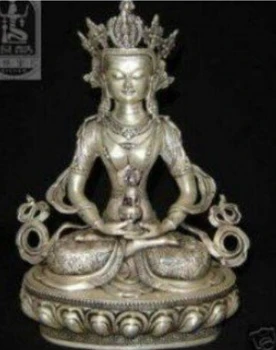 O tibete Tibetano Prata Medicina Estátua de Buda frete grátis