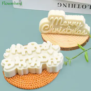 Feliz Aniversário, Feliz Natal Bolo de Chocolate Fondant de Silicone Vela do Molde de Aromaterapia Vela Ornamentos DIY bicarbonato de Suprimentos