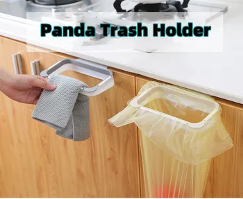 Panda cozinha rack pendurado saco de lixo suporte familiar armário de cozinha, porta pano de rack de lixo rack estudo domésticos essenciais