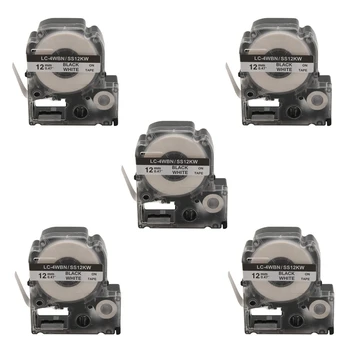 25 Pack Substituir LC-4WBN LC-4WBN9(SS12KW) Rótulo de Fitas Para impressora Epson Labelworks LW300 LW400 LW500 LW700 Preto No Branco