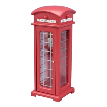 Decorativo Em Miniatura Vermelho Britânico Cabine Telefônica Micro Paisagem Ornamento
