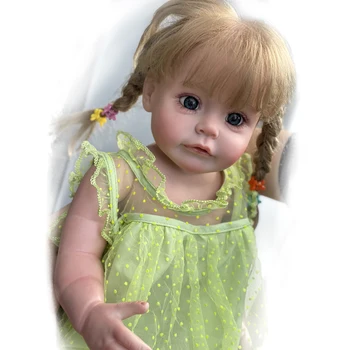 Bebê Boneca Reborn 55CM Sue-sue feito à mão, Pintados Realistas Renascer Boneca Com Enraizada Loira de Cabelo de Boneca Muñecas Para Meninas Kукла