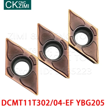 DCMT11T302-EF YBG205 DCMT11T304-EF YBG205 Pastilhas de metal duro Ferramentas de Torneamento CNC do Metal torno de Ferramentas de Corte DCMT para aço inoxidável