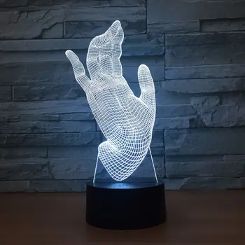 Mão de Forma Criativa ilusão 3D Lâmpada do DIODO emissor de Luz da Noite Acrílico Descoloração Atmosfera Colorida Lâmpada Novidade Iluminação
