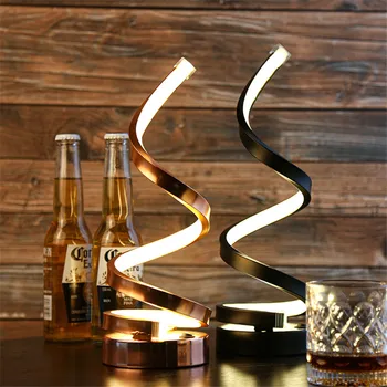 Forma espiral LED Lâmpada de Mesa Vintage Recarregável de Cabeceira, Mesa de Luz da Noite do Hotel Cafe Restaurante Jantar Candeeiros de Mesa