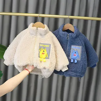 Venda quente da Moda infantil Vestuário Vestuário Meninos de Outono e de Inverno de Lã Casaco Acolchoado 2021 Novas Crianças do Bebê Macio Cordeiro Casaco de Lã Topo