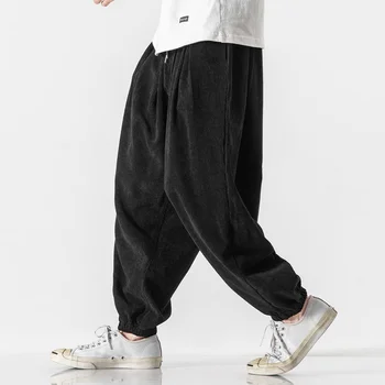 Japonês Streetwear Solta Veludo Harém Calças Largas Harajuku Casual Plus Size Corredores De Homens Roupas De Hip Hop Calça Masculina