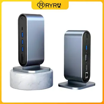 RYRA 12 Em 1 Tipo C HUB USB 3.0 Vertical Dock Station USB-C Divisor de TF Leitor de Ethernet Adaptador de 4K PD 100W Para notebook PC